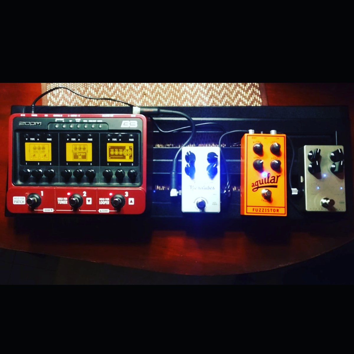 Metal Music Gear Setup by deathunltd featuring Aguilar Fuzzistor, Darkglass Electronics Vintage Microtubes Preamplifier, and Pedaltrain Metro 24 Pedal Board and 2 more pieces of gear