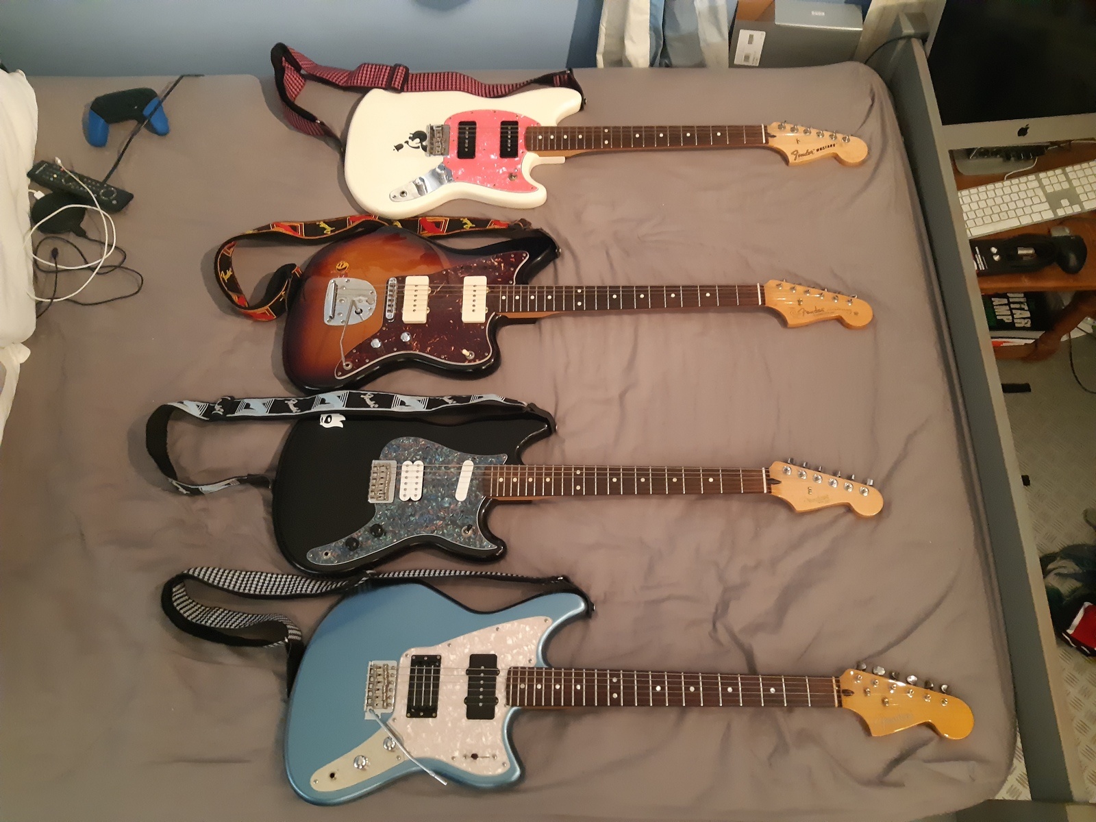 Music Gear Setup by bayley_mcnamee featuring Fender Classic Player Jazzmaster Special Electric Guitar, Fender Marauder, and Fender Duo-Sonic HS and 1 more piece of gear