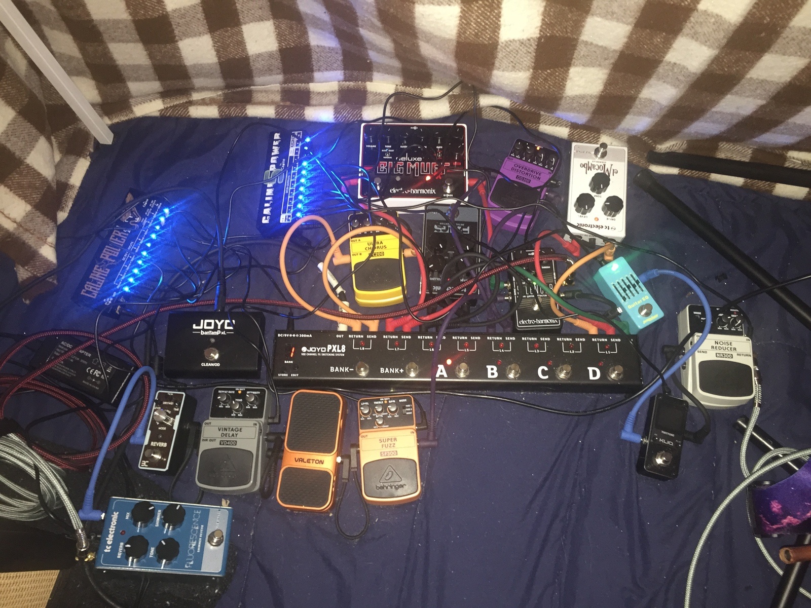 Pedalboard by coastindave featuring Behringer NR300 Noise Reducer, Electro-Harmonix Deluxe Big Muff Pi, and Behringer SF300 Super Fuzz and 14 more pieces of gear