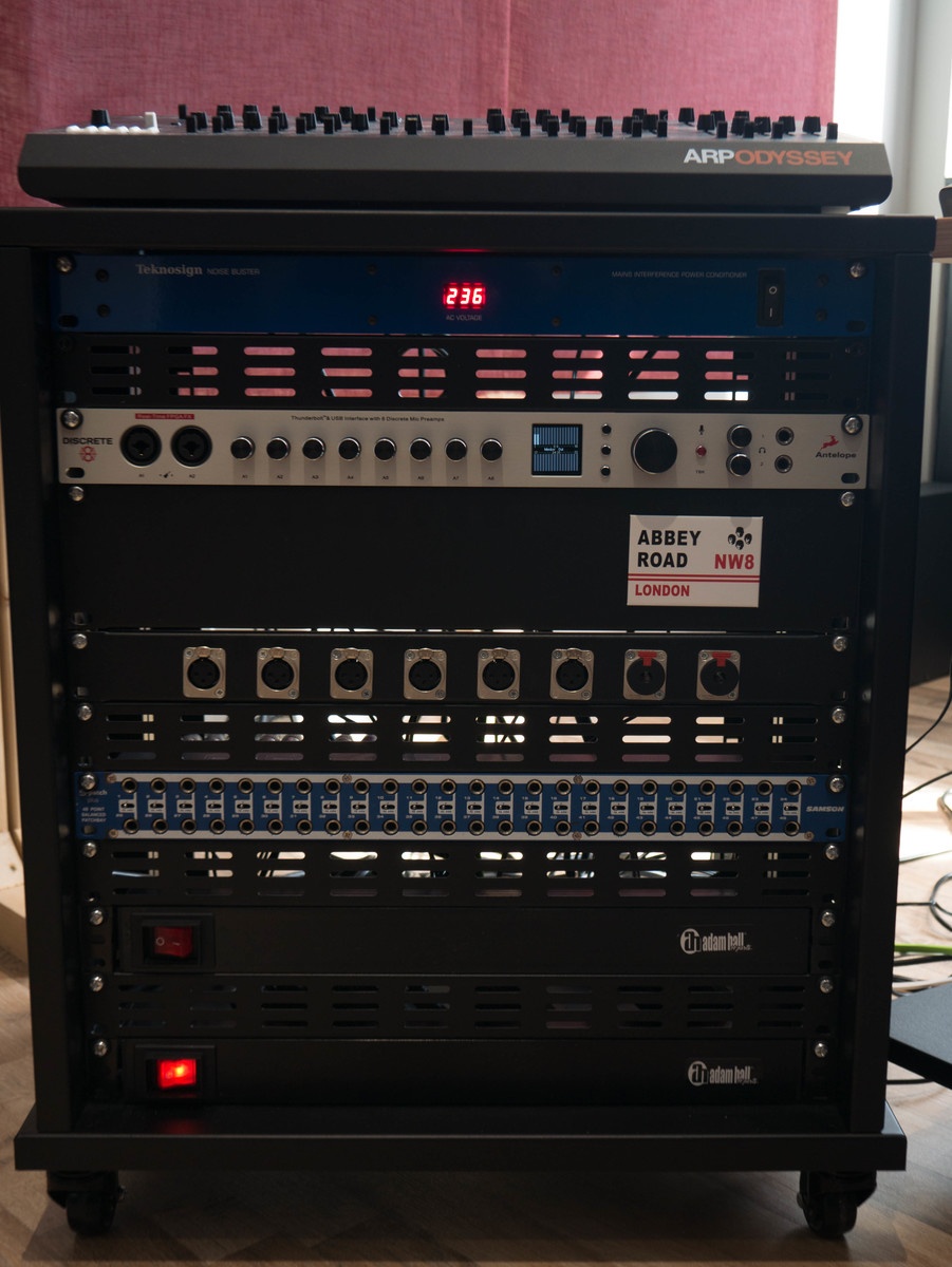 Electronic Studio Setup by kostis featuring Samson S-Patch Plus 48-Point Patchbay, ARP Odyssey Modul Rev. 3, and Antelope Discrete 8 and 2 more pieces of gear