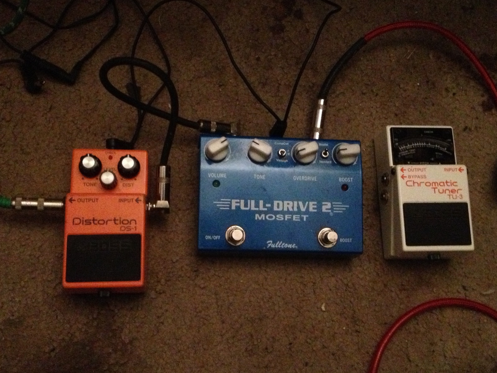 Boss Music Gear Setup by matthewlane featuring Fulltone Full-Drive2 Mosfet, Boss TU-3 Chromatic Tuner, and Boss DS-1 Distortion