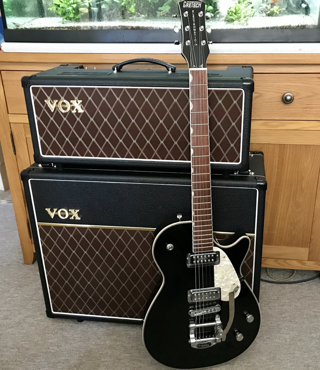 Vox Amp Rig by steve_parish featuring Vox V212BN (duplicate), Vox AC15CH Custom 2-Channel 15-Watt, and Gretsch Guitars G5235T Pro Jet w/Bigsby
