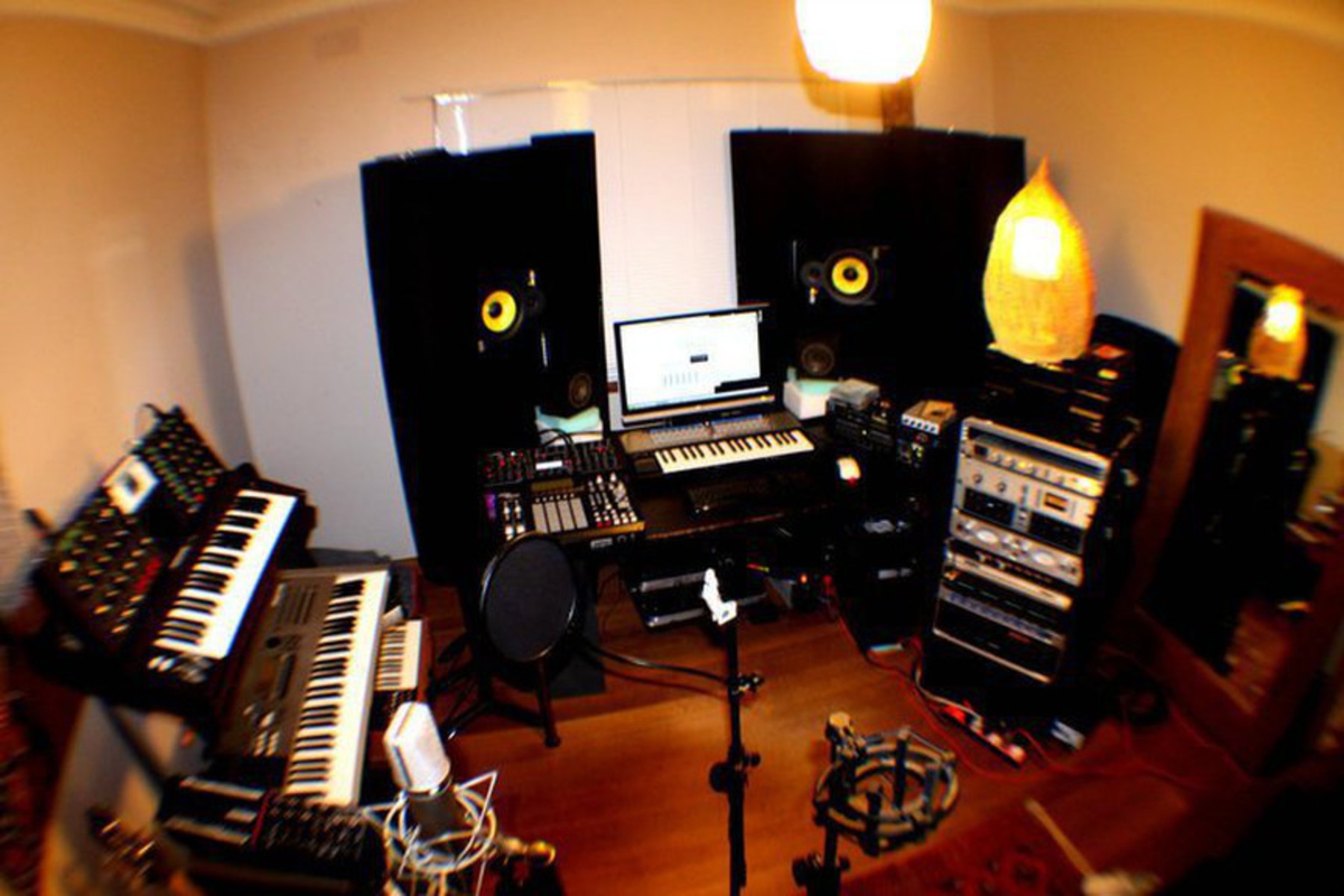 Electronic Studio Setup by wanya7 featuring Moog Minimoog Voyager, Sennheiser HD 25 Headphones, and Shure SM57 and 33 more pieces of gear