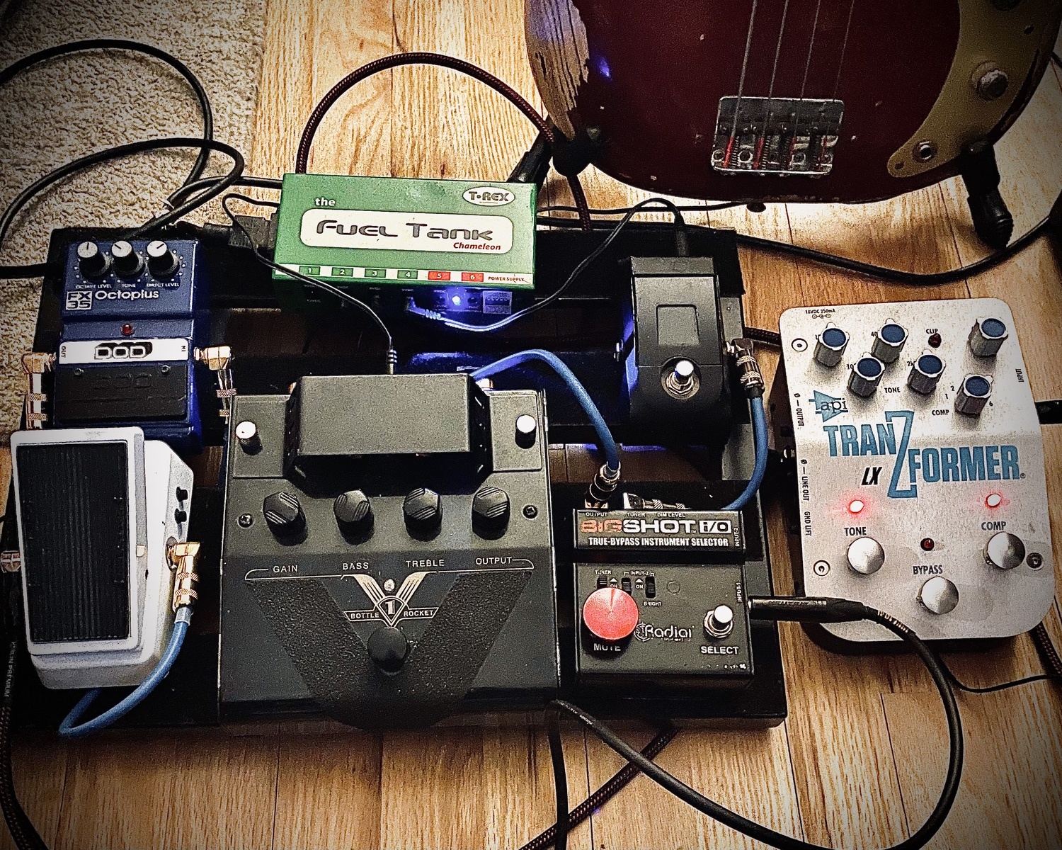Metal Music Gear Setup by rabblehotchpotch featuring T-Rex Engineering Fuel Tank Chameleon, DOD FX35 Octoplus, and Dunlop Cry Baby 105Q Bass Wah and 2 more pieces of gear