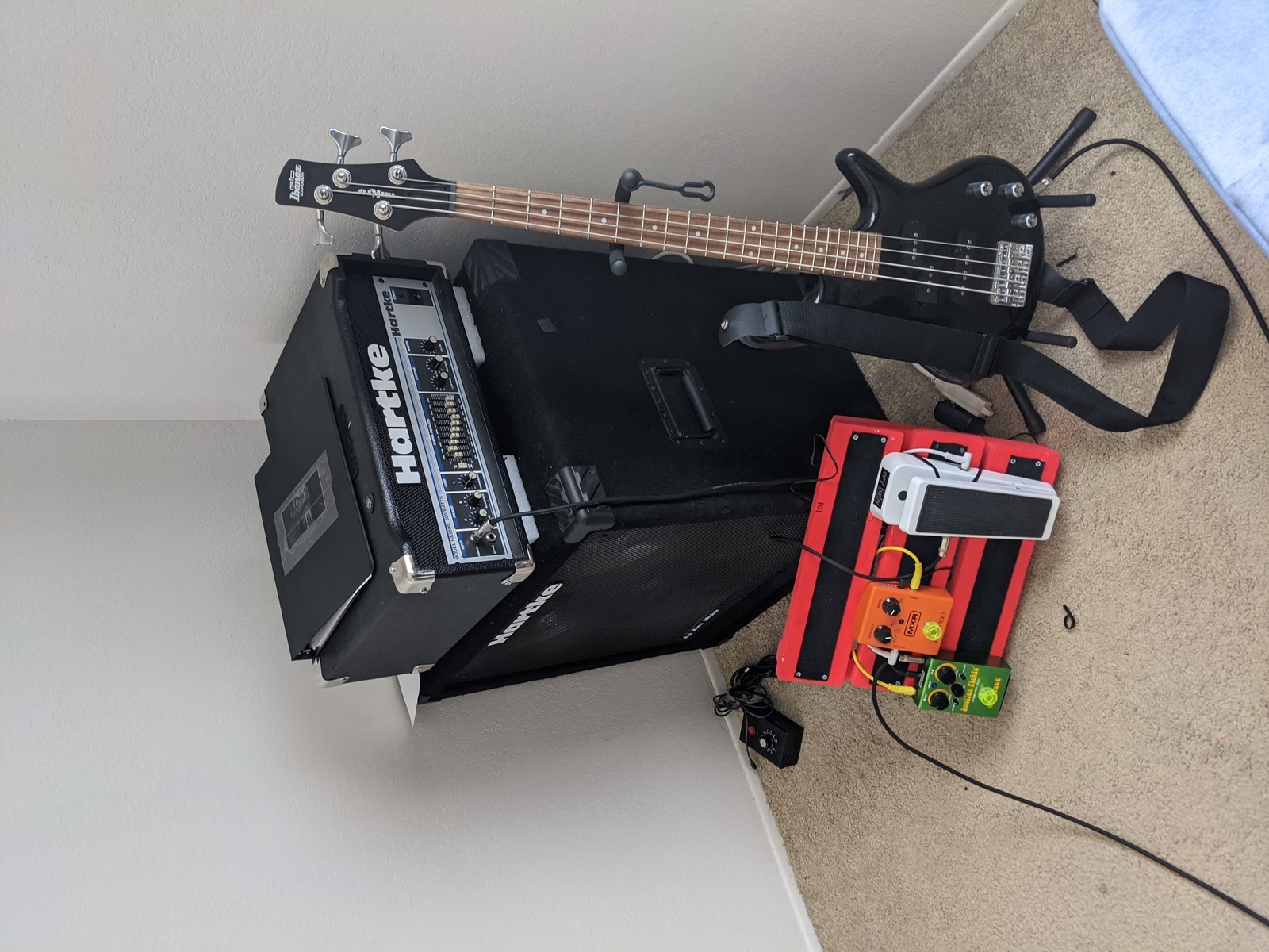 Metal Pedalboard by eric_watkins featuring Way Huge Electronics Swollen Pickle MKII Jumbo Fuzz, MXR M107 Phase 100, and Dunlop Cry Baby 105Q Bass Wah and 3 more pieces of gear
