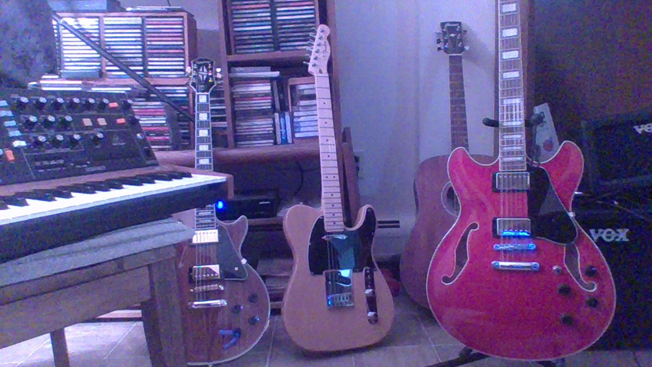 Country Music Gear Setup by carl_takacs featuring Fender Telecaster, Ibanez Artwood AW54CE, and Epiphone Les Paul Custom Pro Koa - Limited Edition and 1 more piece of gear