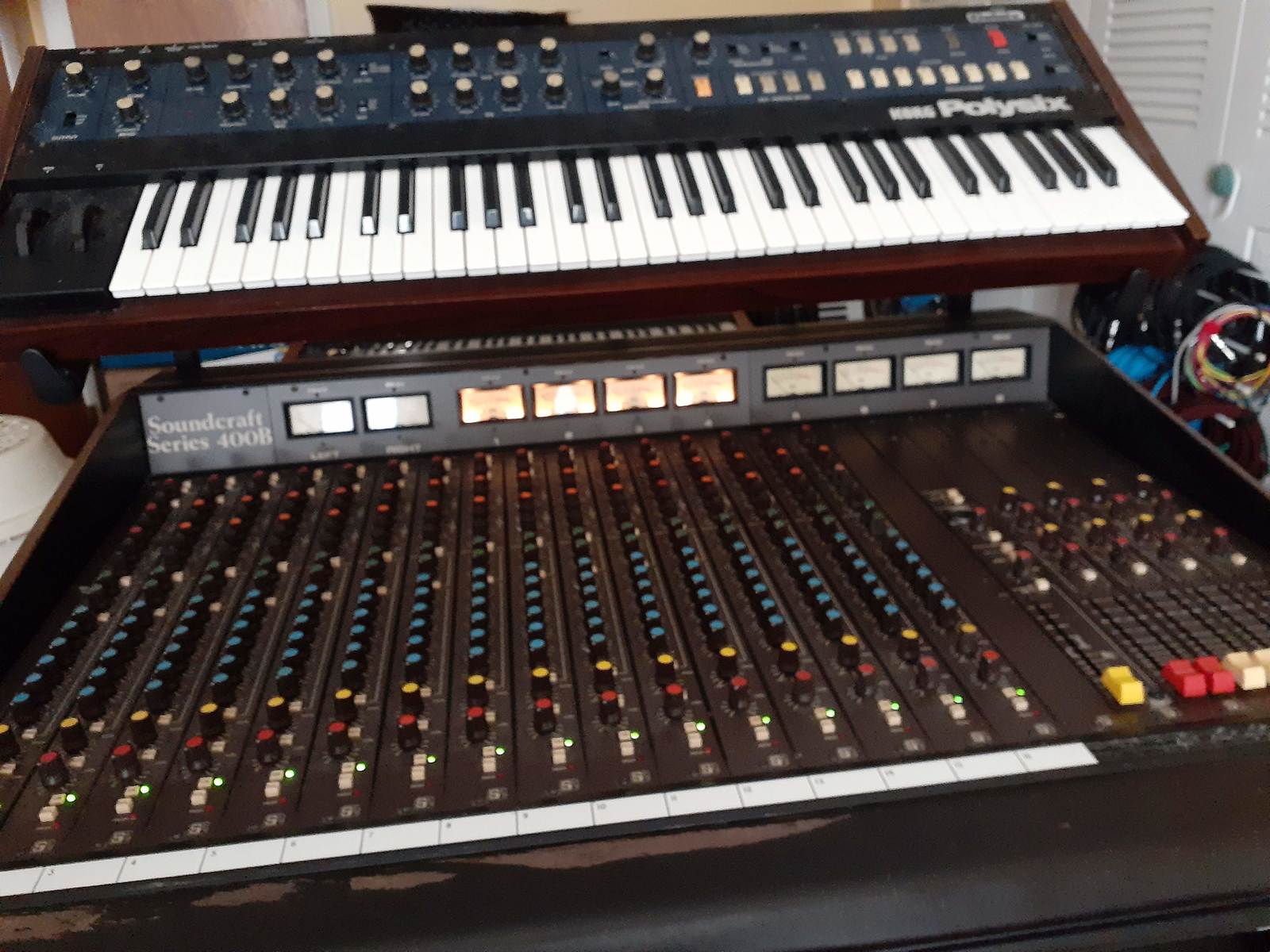 Electronic Studio Setup by jimmarchi1 featuring Korg PolySix and Soundcraft 400B 16 channel frame