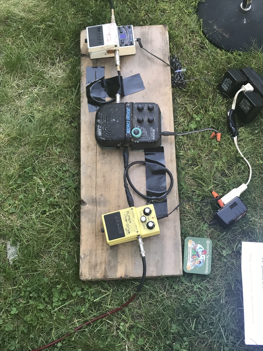 Boss Music Gear Setup by ryancas95 featuring Boss SD-1 Super OverDrive, Boss TU-2 Chromatic Tuner, and Zoom Choir 5050