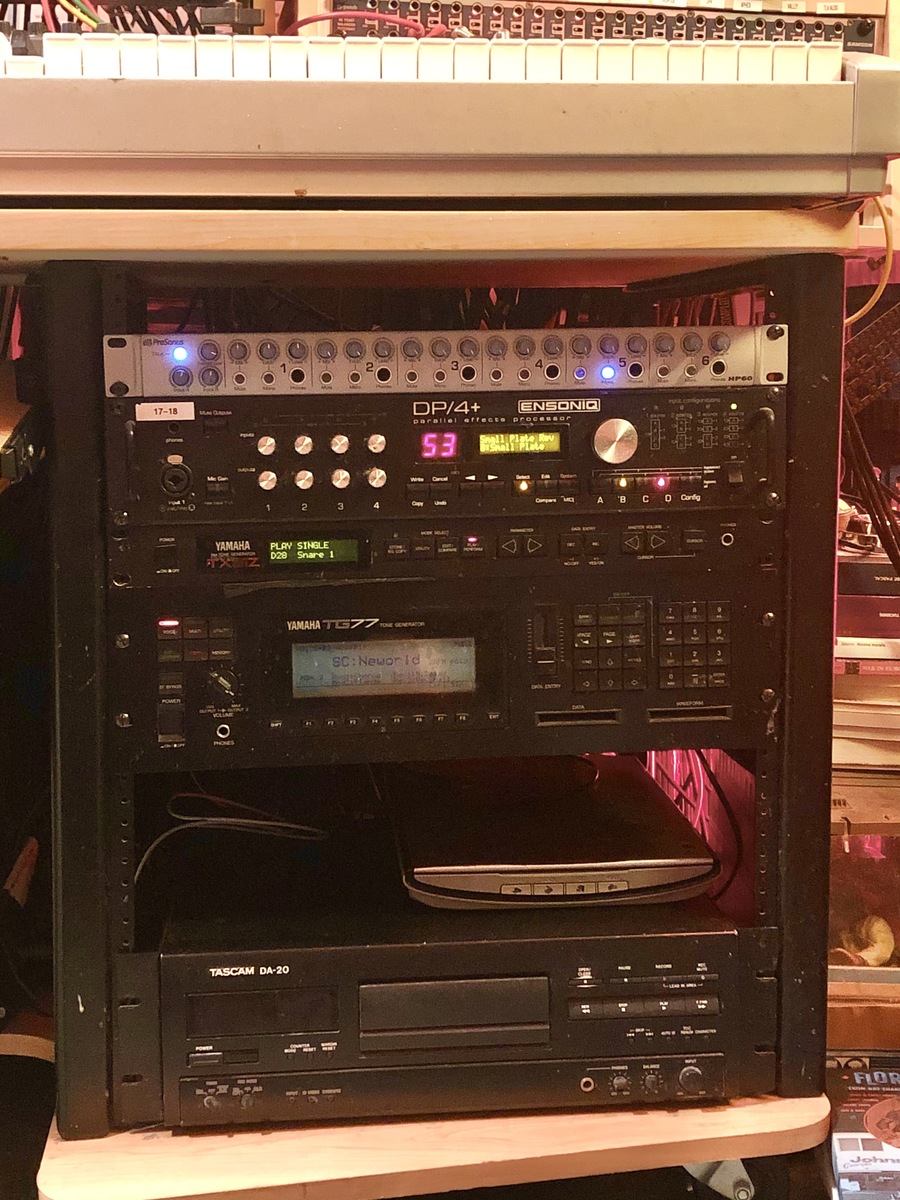 Electronic Studio Setup by hxs28 featuring Yamaha TX81Z, Yamaha TG77 FM Synthesizer, and Ensoniq DP/4+ and 2 more pieces of gear