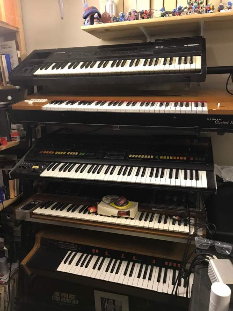 Electronic Synth Setup by hxs28 featuring Roland Jupiter-8, Hohner Clavinet D6, and Ensoniq EPS 16 Plus and 2 more pieces of gear