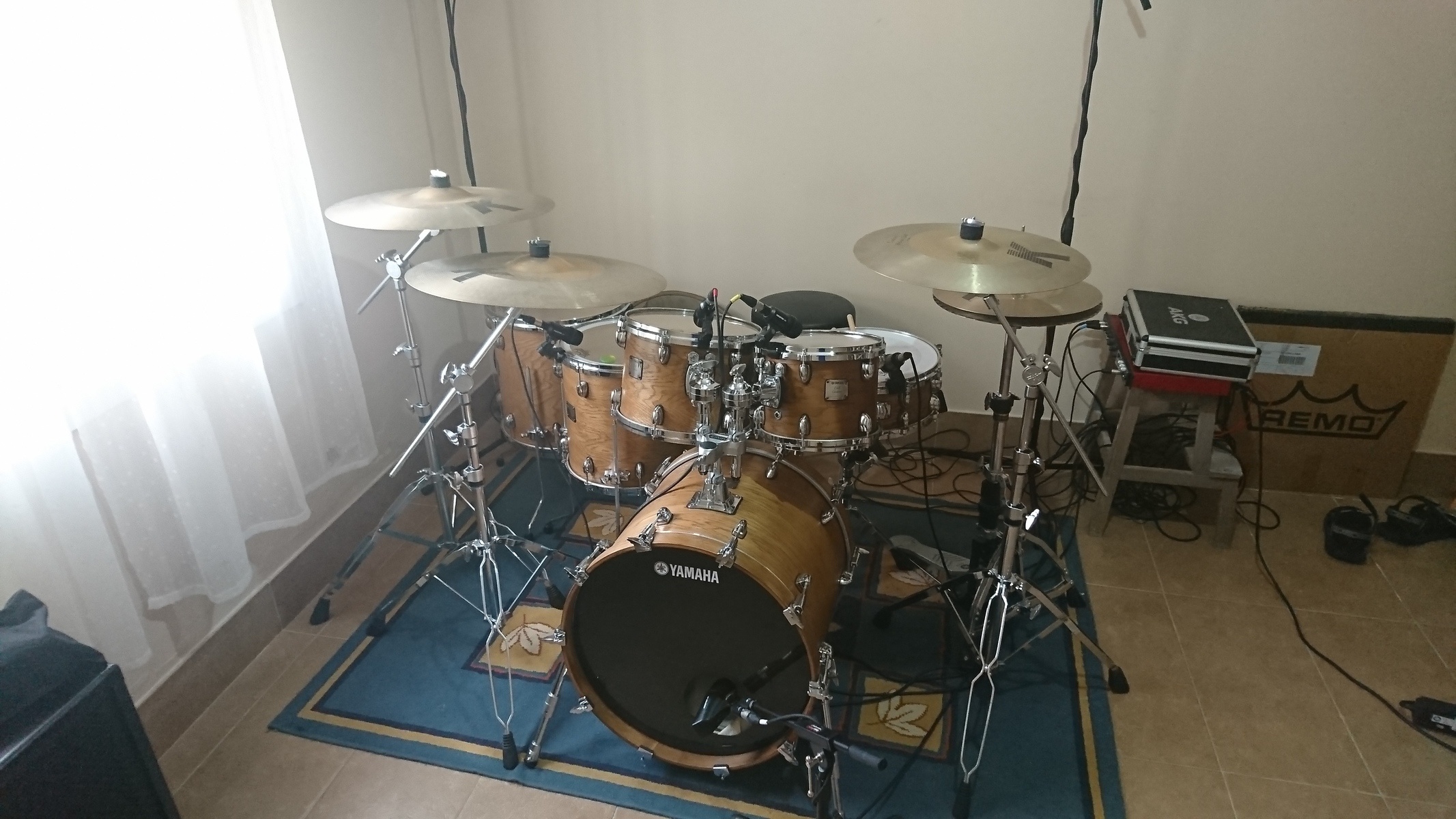 Yamaha Drum Kit by danlocovers featuring Focusrite Scarlett 18i20, Yamaha Oak Custom, and Zildjian 17” K Custom Hybrid Crash and 7 more pieces of gear