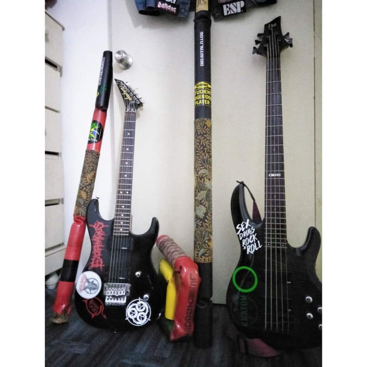 Bass Rig by sazlyhadi_shaharin featuring LTD Bass Guitar, Didgeridoo, and Jackson guitar dinky reversehead