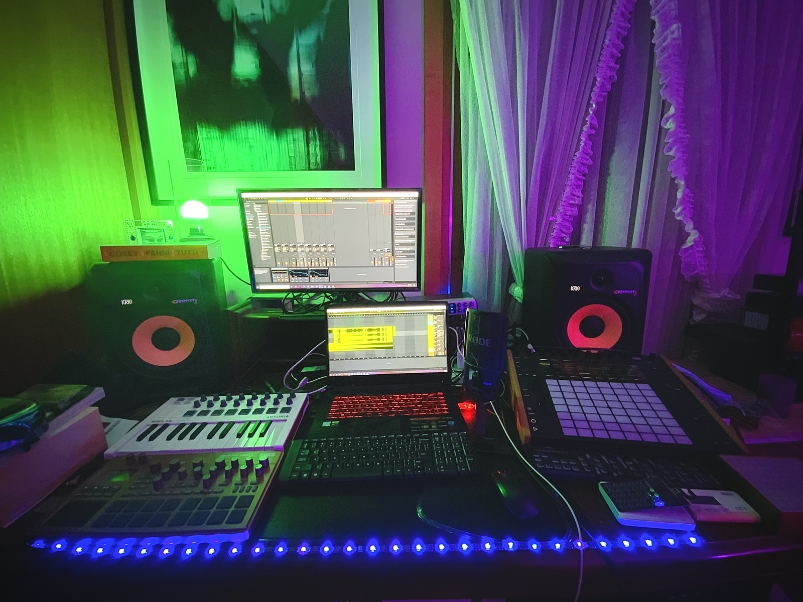 Electronic Studio Setup by reseen_lamenti featuring KRK ROKIT 8 G3 Studio Monitor, Teenage Engineering Pocket Operator PO-12 Rhythm, and Monome Grid 64 and 6 more pieces of gear