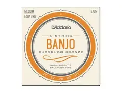 D'Addario EJ55 5-String Banjo Strings, Phosphor Bronze, Medium, 10-23