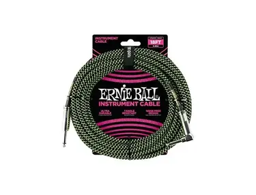 Ernie Ball Instrument Cable, Neon Green/Black, 25 ft