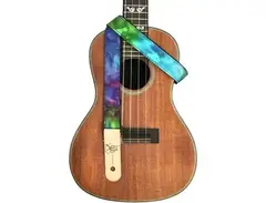 1" Hawaiian Print Ukulele Strap - Blue Tie-Dye main image