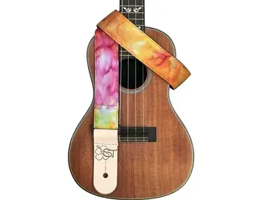 1.5" Hawaiian Print Ukulele Strap - Tie-Dye Orange
