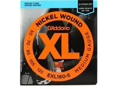 D'Addario EXL160-5 Medium Nickel Wound Long Scale Bass Strings - .050-.135