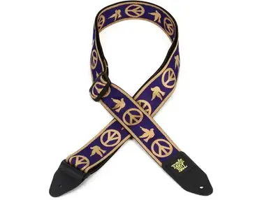 Ernie Ball EB4699 Jacquard Guitar Strap - Navy Blue and Beige Peace Love Dove