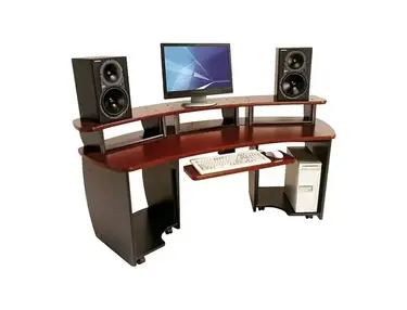 Omnirax Omnidesk Audio/Video Editing Workstation Mahogany