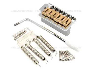 Allsound Brass Saddles & Steel Block Tremolo Bridge for MIM/Import Stratocaster, Narrow Spacing