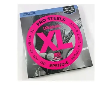 D'Addario EPS170-6 Pro Steels Stainless Steel Electric Bass 6-String Light Gauge Long Scale 32-130