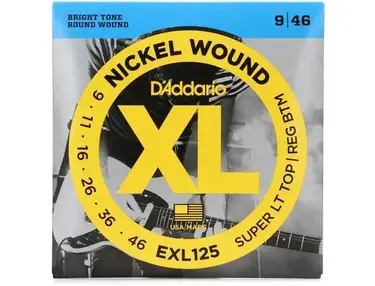 D'Addario EXL125 XL Nickel Wound Electric Guitar Strings - .009-.046 Super Light Top/Regular Bottom