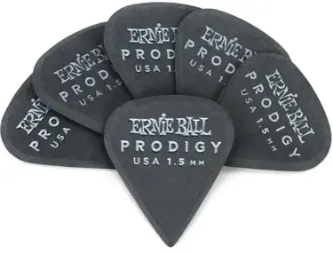 Ernie Ball Prodigy Guitar Picks 1.5 mm Black Sharp (6-pack)
