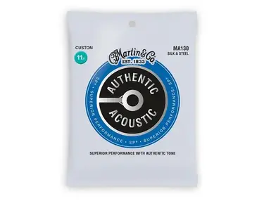 Martin MA130 Authentic Acoustic SP Silk & Steel Folk Acoustic Guitar Strings - Custom (.115 - .47)