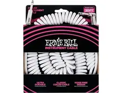 Ernie Ball Coiled Ultraflex Straight-Angle Instrument Cable - White 30 ft.