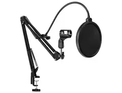 Microphone Suspension Boom Scissor Arm Stand with Pop Filter(Black) main image