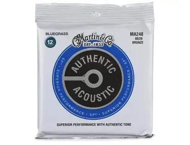 Martin MA240 Authentic Acoustic Superior Performance 80/20 Bronze Guitar Strings - .012-.056 Bluegrass