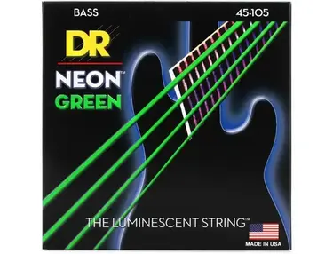 DR Strings NGB-45 Hi-Def Neon Green K3 Coated Bass Strings - (45-105)