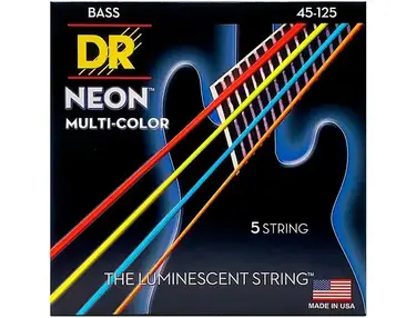 Dr Strings Hi-Def Neon Multi-Color Coated Medium 5-String Bass Strings