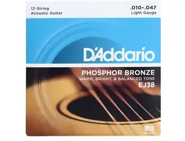 D'Addario EJ38 Phosphor Bronze Acoustic Guitar Strings - .010-.047 Light 12-string