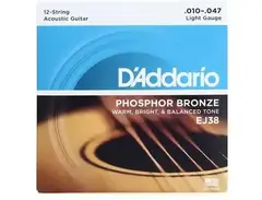D'Addario EJ38 Phosphor Bronze Acoustic Guitar Strings - .010-.047 Light 12-string