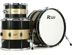 Rogers Drums Tower 3-piece Shell Pack with 22-inch Kick - Satin Black/Gold Duco