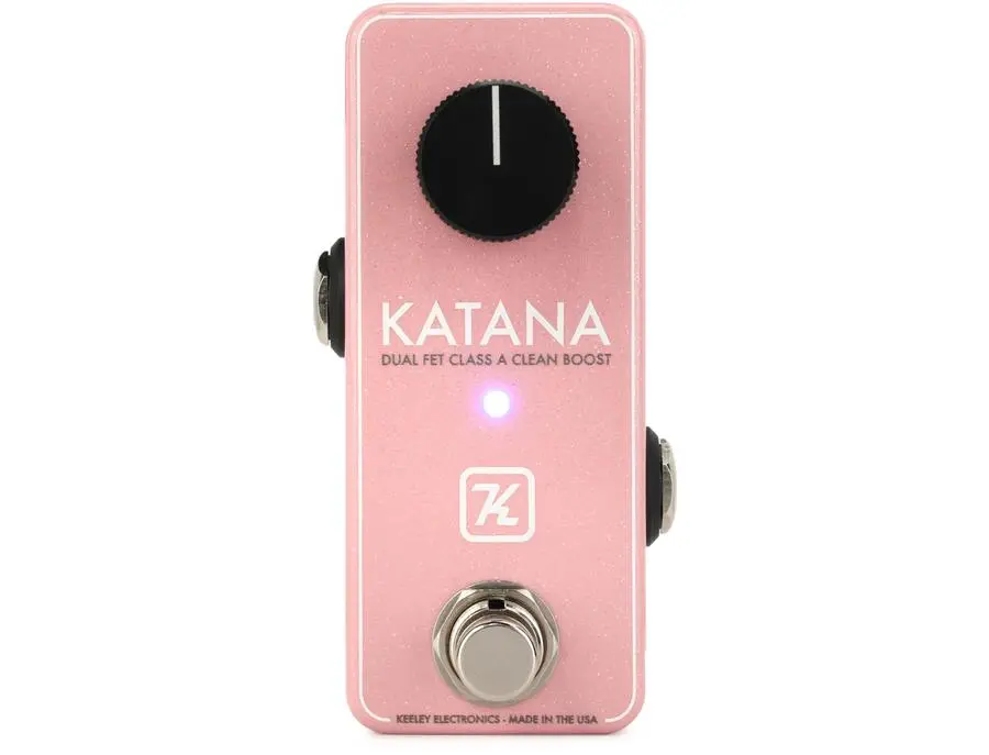 Keeley Mini Katana Clean Boost Pedal - New Light Pink, Sweetwater Keeley Mini Katana Clean Boost Pedal - New Light Pink, Sweetwater