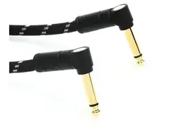 Fender 0990820095 Deluxe Series Right Angle to Right Angle Instrument Cable - 1 foot Black Tweed