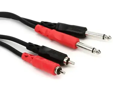 Hosa CPR-201 Stereo Interconnect Cable - Dual 1/4-inch TS Male to Dual RCA Male - 3.3 foot