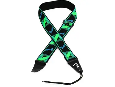Fender Neon Monogram Guitar Strap - Green/Blue