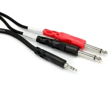 Hosa CMP-153 Stereo Breakout Cable - 3.5mm TRS Male to Left and Right 1/4-inch TS Male - 3 foot