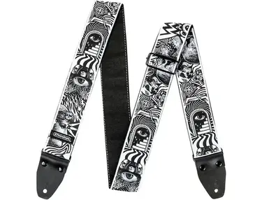 Dunlop I Love Dust Guitar Strap Skulls Black White