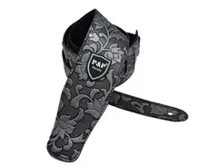 P&P Leather Guitar Strap Grey Floral main image