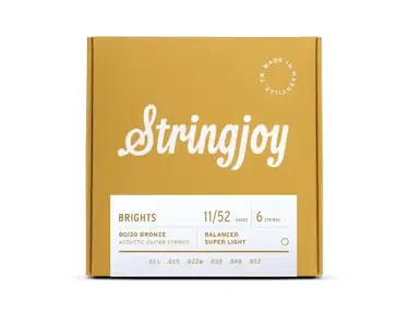 Stringjoy Brights | Super Light Gauge (11-52) 80/20 Bronze Acoustic Guitar Strings