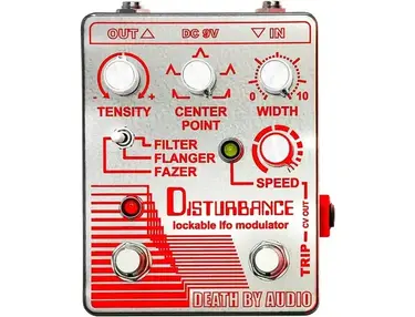 Death By Audio Disturbance Lockable Lfo Modulator Filter, Flanger, Fazer Effects Pedal Mirrored Chrome And Red