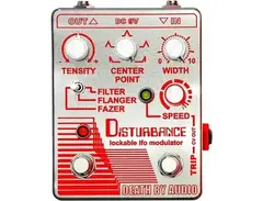 Death By Audio Disturbance Lockable Lfo Modulator Filter, Flanger, Fazer Effects Pedal Mirrored Chrome And Red