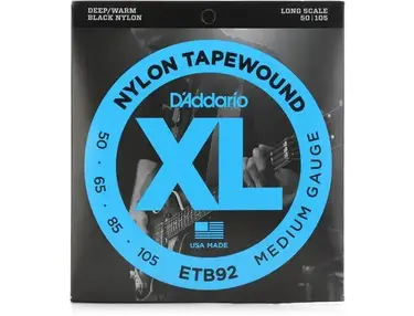 D'Addario ETB92 XL Nylon Tapewound Bass Guitar Strings - .050-.105 Medium Long Scale