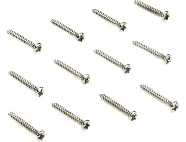 Fender Bass/Telecaster Bridge and Strap Button Mounting Screws - Chrome (Set of 12)