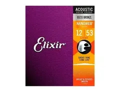 Elixir 80/20 Bronze Acoustic Guitar Strings With NANOWEB Coating, Light (.012-.053) main image